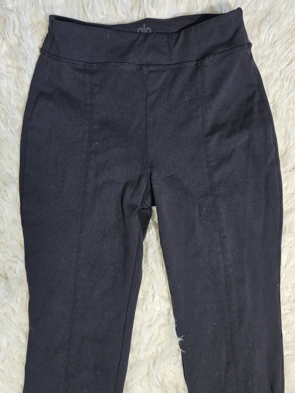 ALO Yoga Black Boot-Cut Split-Hem Pants